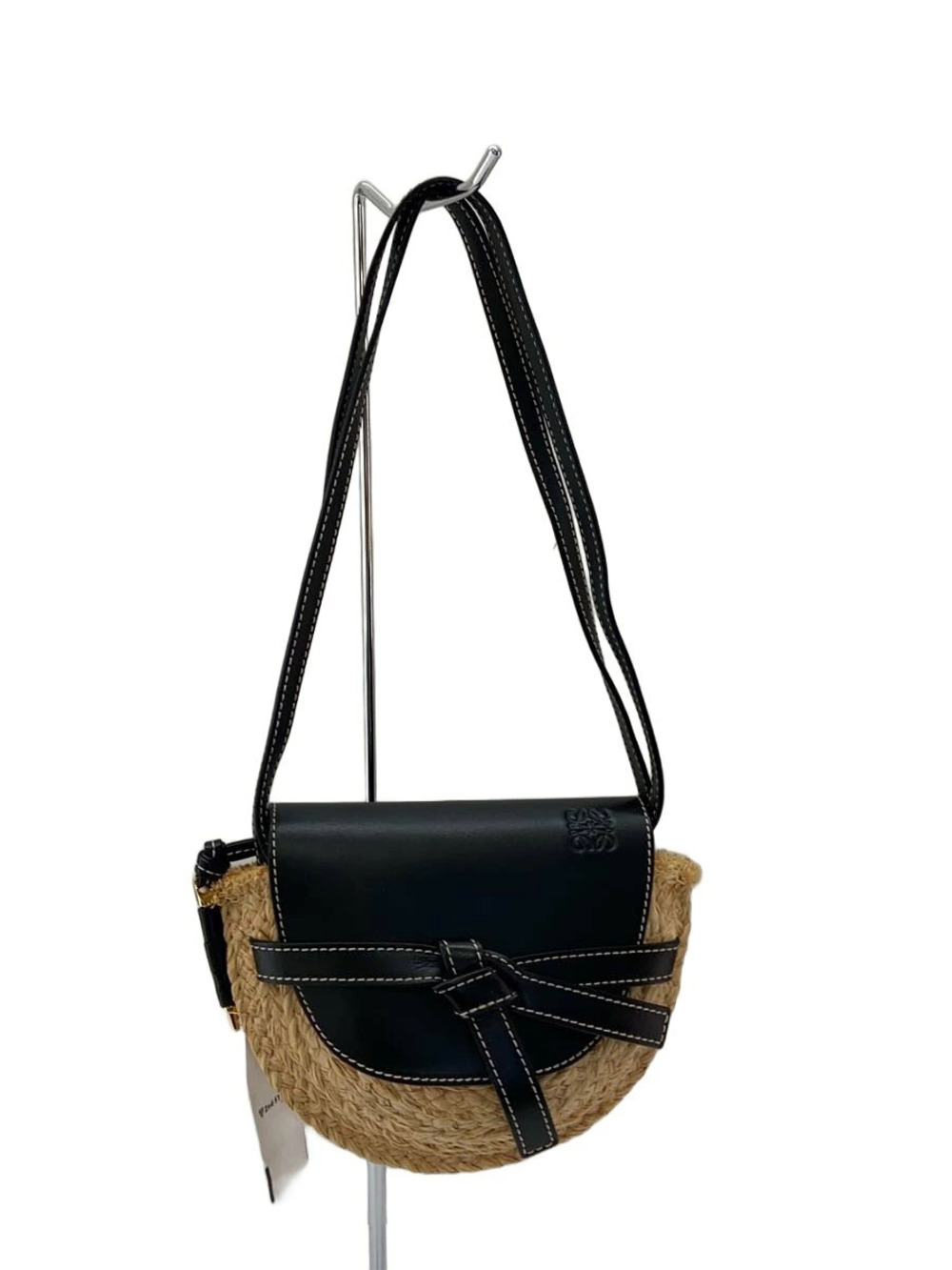 Loewe Shoulder Bag Raffia Leather Black